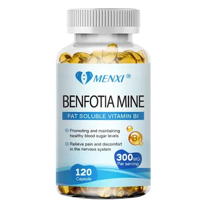 Image de Benfotiamine 120 capsules 300 mg Thiamine liposoluble Vitamine B1 Sans OGM, sans gluten