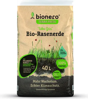 Produktbild von bionero Rasenerde sattes Grün 40 L torffrei
