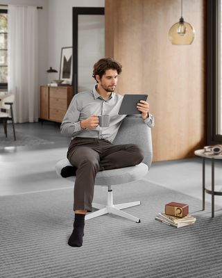 Kancelářská židle SONGMICS HOME, kancelářská židle, otočná židle, široký sedák pro sezení se zkříženýma nohama, moderní, s křížovým podstavcem/ křížovou základnou