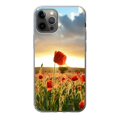 Produktbild von MuchoWow® Handyhülle Schutzhülle Hülle für iPhone 13 Pro Bunter Himmel über vielen Mohnblumen Silikon Softcase Handy Hülle - Handy-Tasche