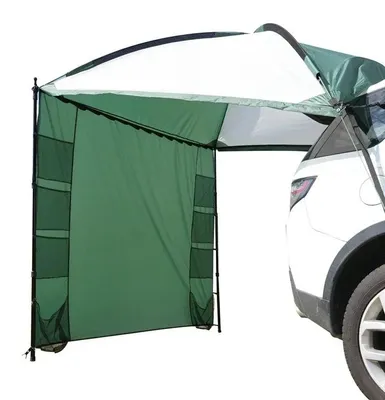 Image de Auvent pour voiture – Auvent de camping – Protection solaire pour voiture – Polyester imperméable 3000 mm – Poteaux en aluminium