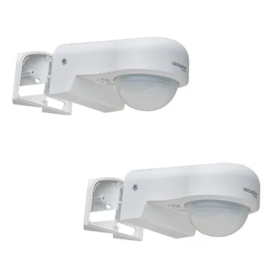 Produktbild von 2x Oktaplex Bewegungsmelder IP65 Infrarotsensor einstellbar bis 240° weiß Aufputz Aussen LED geeignet