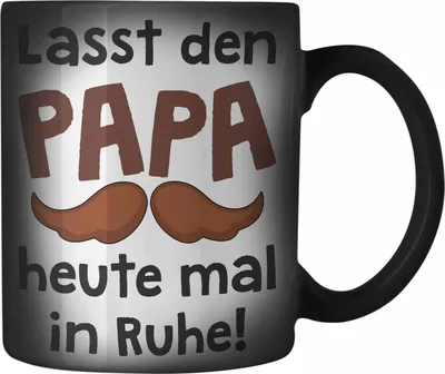 Produktbild von Trendation - Bester Papa Geschenk Vatertag Farbwechsel Zauber-Tasse mit Spruch Vater Geschenk von Sohn Papa Karabiner Farbwechsel Zauber-Tasse Edelstahl (Schwarz)
