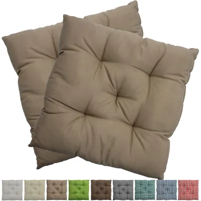 Produktbild von Stuhlkissen Genua 38x38 cm 2er Pack Sitzkissen mit Steppung, Farbe:Beige