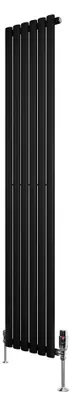 Productafbeelding van Radiator met thermostaaf en chromen ventiel – 1800 mm x 360 mm – Zwart