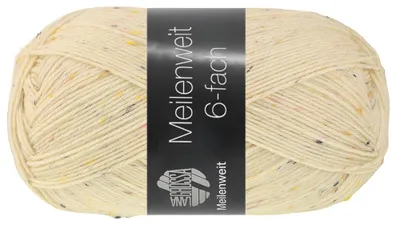 Produktbild von Lana Grossa MEILENWEIT 150 g TWEED 6-fach Sockenwolle 390 m Farbe 9862 - Ecru meliert