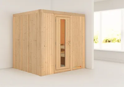 Produktbild von Karibu Sauna Innensauna Sodin Fronteinstieg ohne Zubehör 196x170x198 cm ohne Dachkranz mit Energiespartür