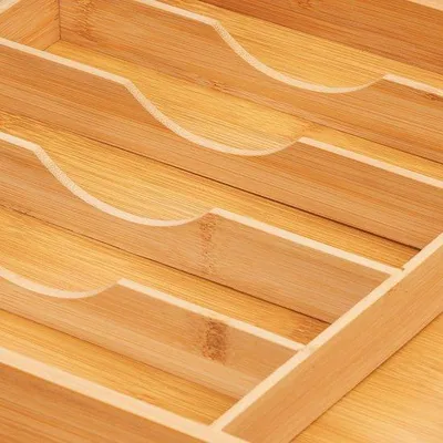 Produktbild von Famanu Besteckkasten ausziehbar - 5 x 34-50,5 x 44,5 cm - 7-9 Fächer - Besteck Organizer - Natur
