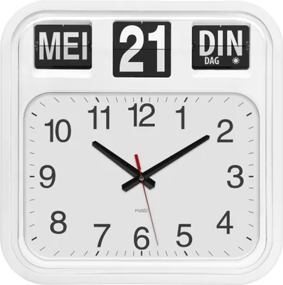 Produktbild von Fysic FK950 - Extra große analoge Wanduhr mit Tag und Datum, weiß