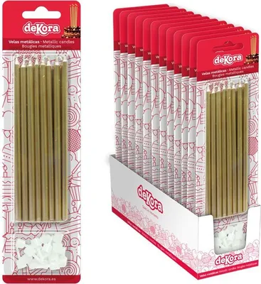 Obrázek produktu pro Zlaté dortové svíčky se zápichem 13cm 16ks