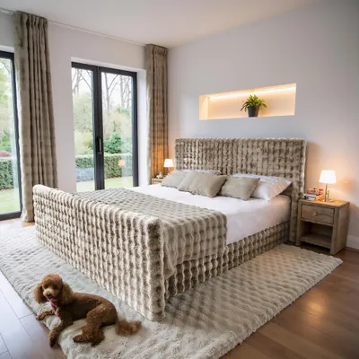 Image de Boxspringbett mit bedkasten, matratze, topper, BLANKET stoff Bubble 180x200 cm Marron clair