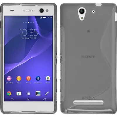 Produktbild von PhoneNatic Case kompatibel mit Sony Xperia C3 - grau Silikon Hülle S-Style + 2 Schutzfolien