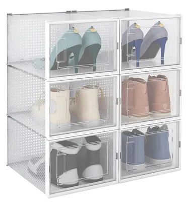 6er-Set transparente Schuhboxen, stapelbar, 36x28x21,3 cm