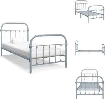 Produktbild von vidaXL Bettgestell Grau Metall 90×200 cm -  Betten & Bettgestelle