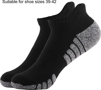 Produktbild von 1 Paar Herren-Sommersocken, niedrig geschnitten, rutschfest, Kontrastfarbe, hohe Elastizität, Schweißabsorption, Alltagssocken für Erwachsene, Uni, Sportsocken, L, Schwarz