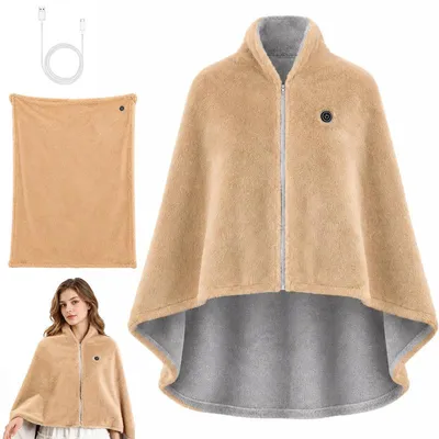 Produktbild von Elektrischer Wärmeponcho, Akku Heizdecke mit Powerbank 10000 mAh, 8 Heizzonen, 40–60 °C