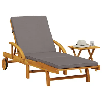 Immagine prodotto di Lettino Prendisole con Cuscino e Tavolino Legno Massello Acacia