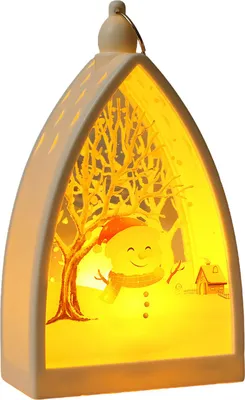 Produktbild von Vintage-Weihnachtsornament in Hausform, Weihnachtsmann, Hirsch, Schneemann-Statue, Nachtlicht, leuchtende Dekoration