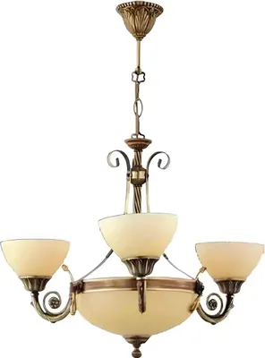 Produktbild von Deckenleuchter Lampe Deckenlampe Lüster Kronleuchter Glas Beige Art