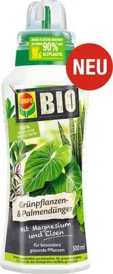 A bottle of plant fertilizer with a prominent red 'NEU' (New) overlay.