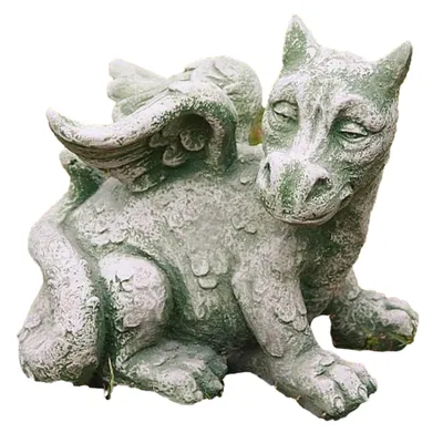 Produktbild von Schöne Drache sitzend aus Steinguss Neu Frostfest Witterungsbeständig Tierfigur für den Garten oder den Vorgarten zur Dekoration  PO-760