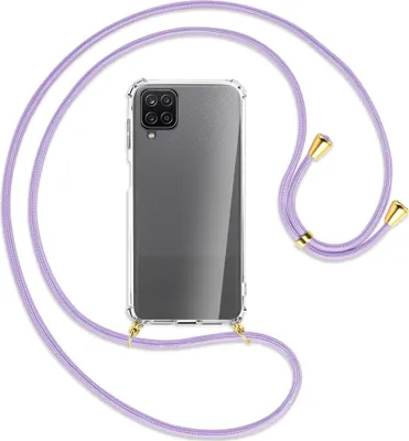 Produktbild von Handykette Backcover-Schutzhülle mit Band (Metall goldfarben) für Samsung Galaxy A12 - violett