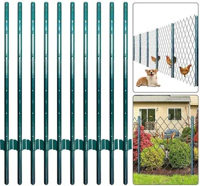 Obrázek produktu pro Zahradní plot – kovová konstrukce ve tvaru písmene U – výška 121 cm, 10 kusů