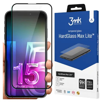 Obrázok produktu pre 3mk - HardGlass Max Lite ochranné sklo pre iPhone 15 / iPhone 16 - čierne