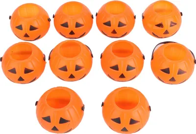 Image de Seau à citrouille décoratif Petit porte-bonbons portable avec poignée pour les enfants Fête d'Halloween 10pcs