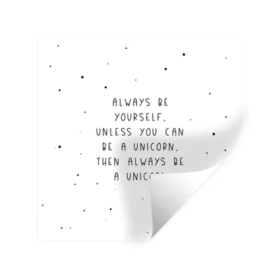 Produktbild von MuchoWow® Wandtattoo Wandsticker Wandaufkleber Sprichwörter - Sei immer du selbst - Einhorn - Zitate - Mädchen 30x30 cm Selbstklebend und Repositionierbar - Repositionierbar - Wasser abweisend