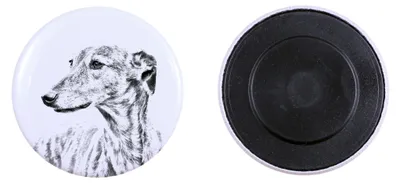 Image de Greyhound, grand lévrier anglais Aimant avec empreinte de patte de chien, exceptionnellement léger, aimant puissant, produit artisanal de la marque Art-Dog