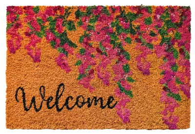 Image de Tapis d'entrée Relaxdays en fibre de coco, « Welcome », 60 x 40 cm, antidérapant, résistant aux intempéries, pour l'intérieur et l'extérieur, paillasson, multicolore