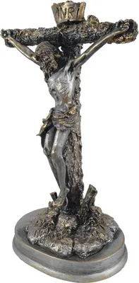 Produktbild von 22cm Alabaster Figur Jesus am Kreuz Silber
