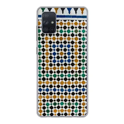 Produktbild von MuchoWow® Handyhülle Schutzhülle Hülle für Samsung Galaxy A71 Ein marokkanisches Mosaik, das wie eine Art Labyrinth aussieht Silikon Softcase Handy Hülle - Kartenbesitzer