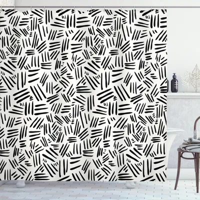 Produktbild von Abakuhaus, Von Hand gezeichnet Stripes Duschvorhang, 175x200 cm