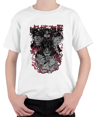 Immagine prodotto di 呪術廻戦 Sukuna Yuji Megumi Anime Manga Regalo Anime Estetica Maglietta Unisex Bambini, Bianco, 152