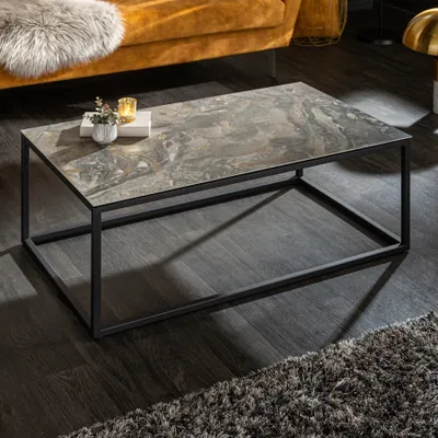 Produktbild von Design Couchtisch SYMBIOSE 100cm taupe Keramik in Marmor-Optik