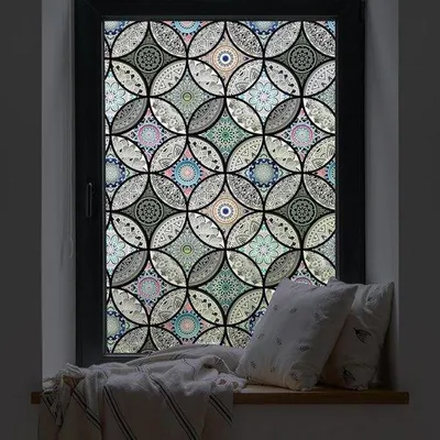 Productafbeelding van Raamfolie - Privacy folie - Privacy creëren - Lijmvrij statisch hechtend - 445 x 200 cm - Zwart