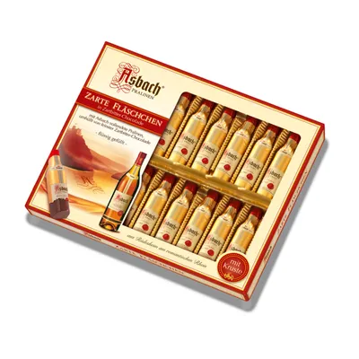 Produktbild von Asbach Zarte Pralinen Zartbitterschokolade Fläschchen Packung 250g