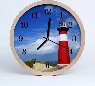 Produktbild von Holzuhr 30fi cm wanduhr - Leuchtturm-Landschaft
