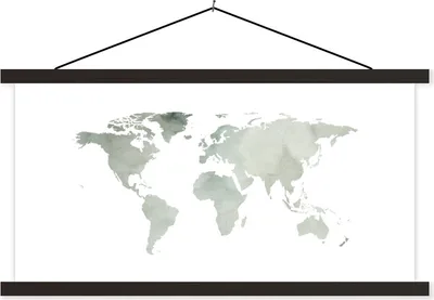 Produktbild von MuchoWow® Textilposter Weltkarte - Aquarell - Weiß 120x60 cm mit schwarzem Rahmen - Dekoration Schlafzimmer