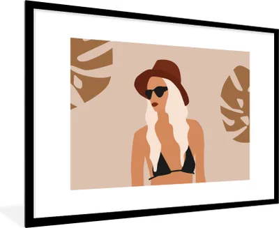 Produktbild von MuchoWow® Gerahmtes Poster Sommer - Blätter - Pastell 90x60 cm - Poster mit Schwarzem Bilderrahmen Wandposter Rahmen Foto Bilder - Wanddekoration - Fotos