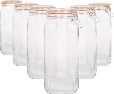Produktbild von Quadratische Gläser mit Clipdeckel – 2 l – 6 Stück