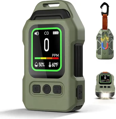 Produktbild von Tragbares kohlenmonoxid melder 3-in-1, 300 Stunden Batterielaufzeit, mit Alarmfunktion und Notfalltaschenlampe. CO Warnmelder für Camping, Reisen