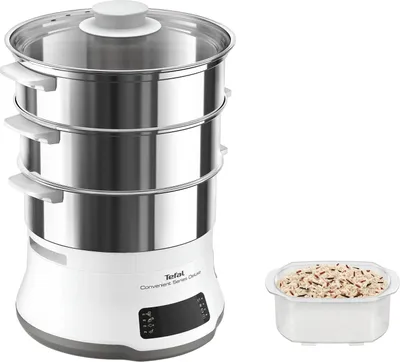 Zdjęcie produktu dla Tefal Convenient Series Deluxe VC502D, 3 kosz., Stal nierdzewna, Biały, Blat, Dotyk, Przednie, Stal nierdzewna