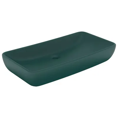 Zdjęcie produktu dla vidaXL Luksusowa umywalka prostokątna matowa ciemnozielona 71x38 cm ceramiczna