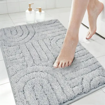 Zdjęcie produktu dla Dywanik łazienkowy 60 x 90 cm, mikrofibra, antypoślizgowy, szary, do łazienki