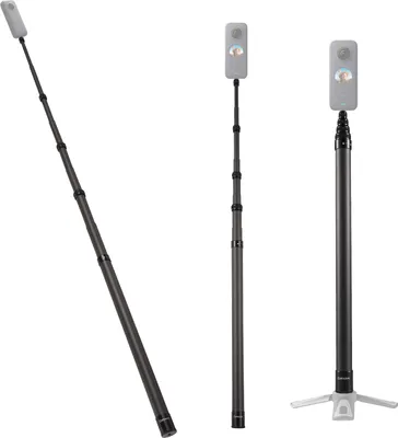 Produktbild von Camnoon 3 Meter/118 Zoll tragbarer Selfie-Stick Teleskop-Selfie-Staender aus Kohlefaser, 4 Abschnitte mit 1/4-Zoll-Schraube, kompatibel mit INSTA360 X2/X3