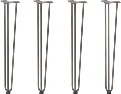 Image de vidaXL Pieds en épingle à cheveux pour tables de console 4 pcs. Acier naturel 72 cm massif