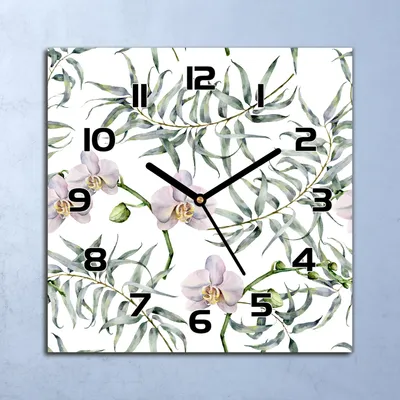 Produktbild von Wanduhr Echt-Glas-Küchenuhr Rosa Orchideen Quarz Lautlos 30x30 Deko Bilder